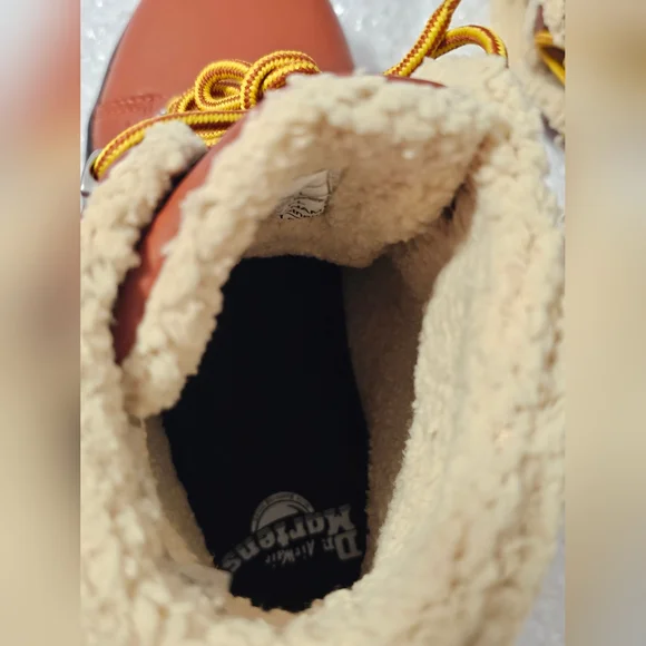 Dr. Martens Burnt Orange Shearling Lined Leather Combat Boots Size 7 - Picture 7 of 16